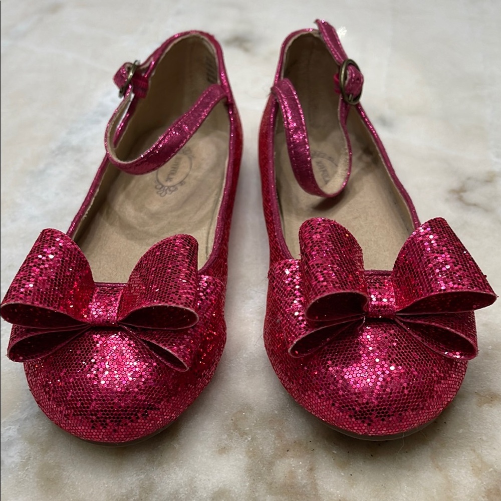 Joyfolie Sparkly Pink Kids Shoes with Bow